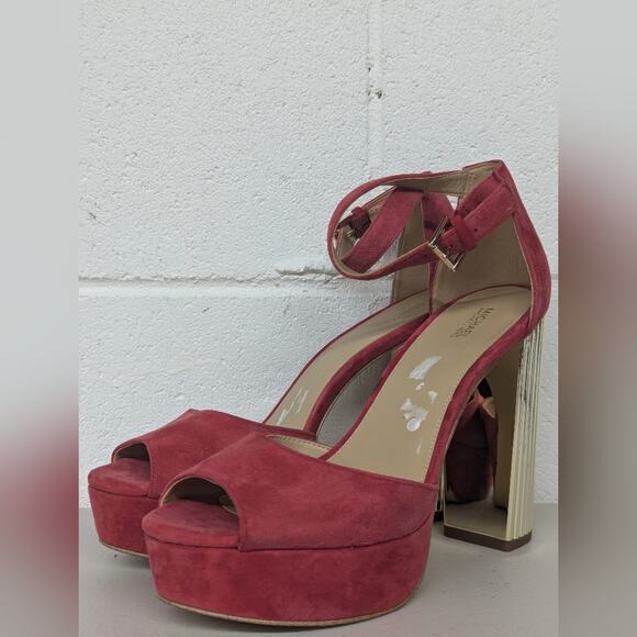 new MICHAEL MICHAEL KORS Women's Porter Ankle-Strap Block-Heel Sandals sz10 - Picture 1 of 10